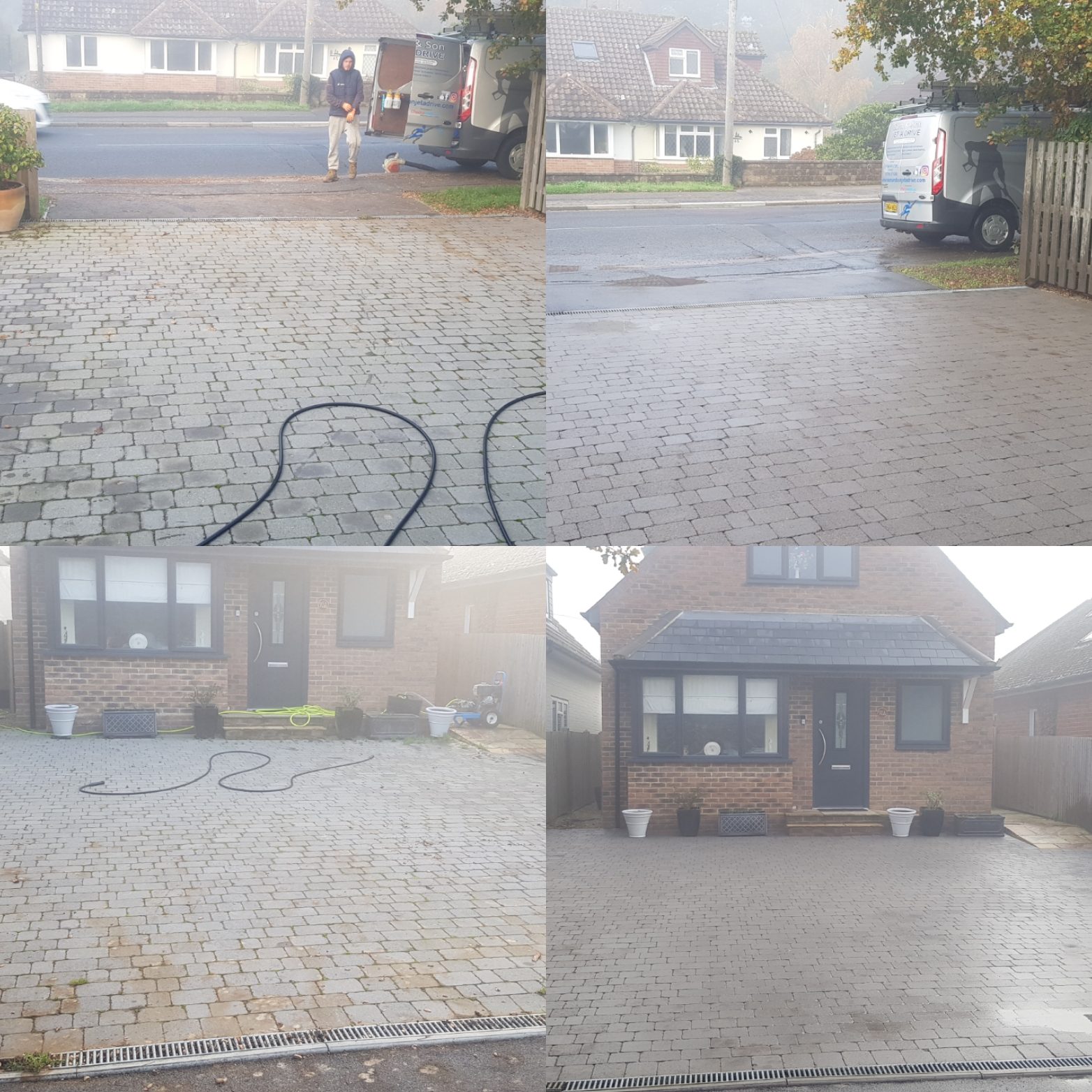 Driveway cleaned and treatment applied