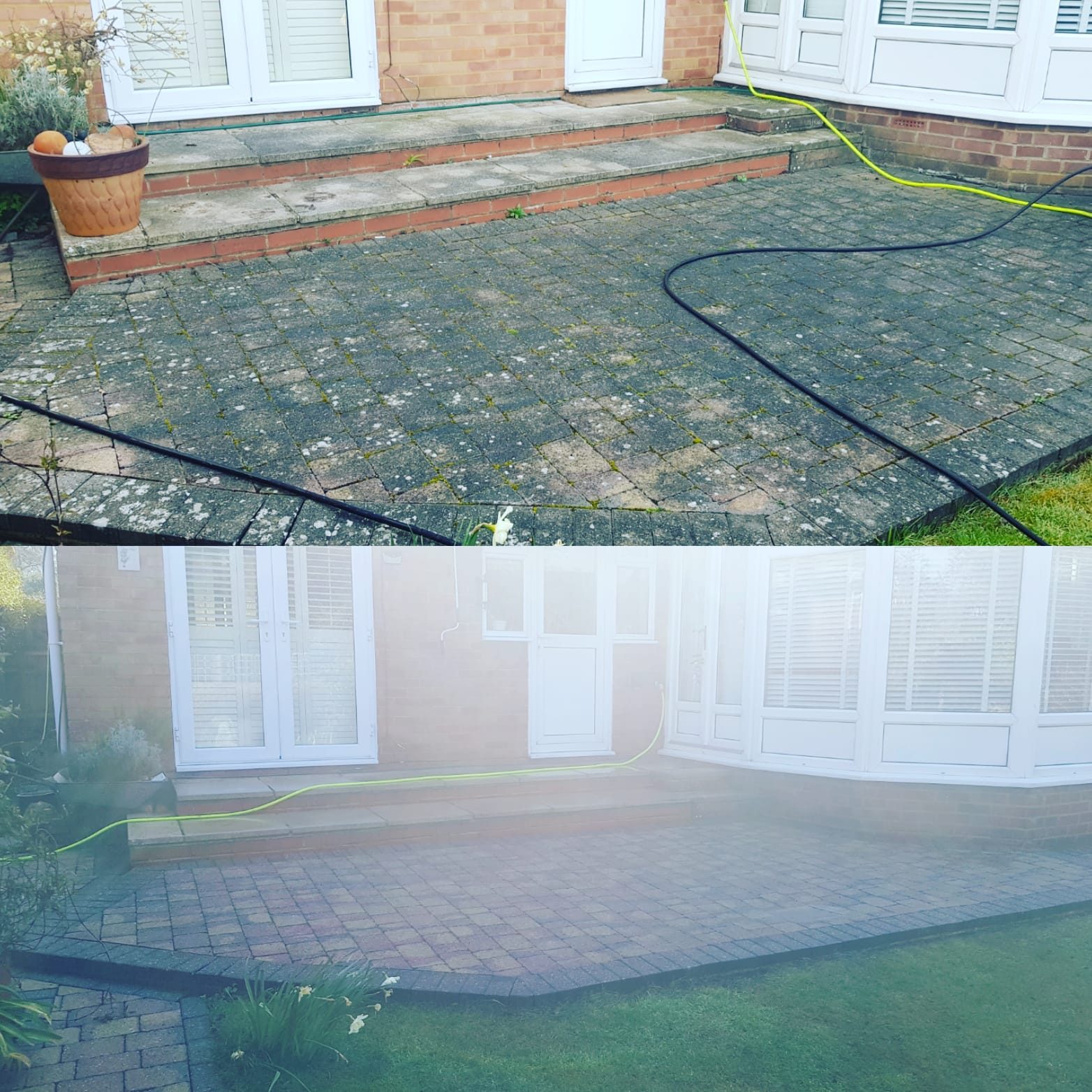 Driveway cleaned and treatment applied