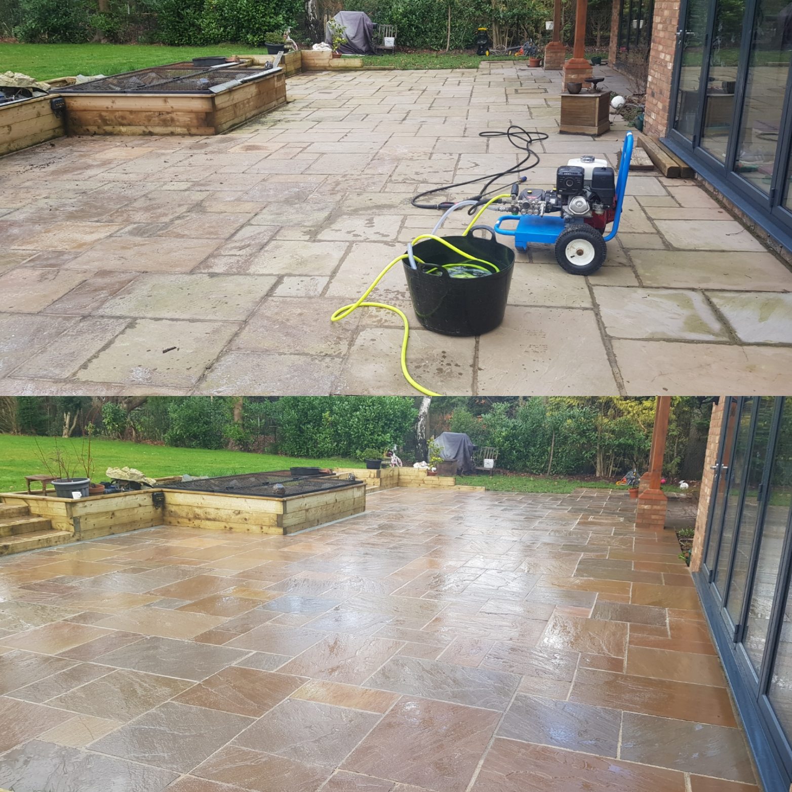 Patio cleaned easy joined with mushroom colour and sealant